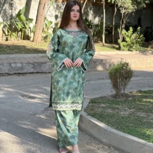 WAFA EMBROIDERY 2PC EMB SHIRT + FARSHI SALWAR
